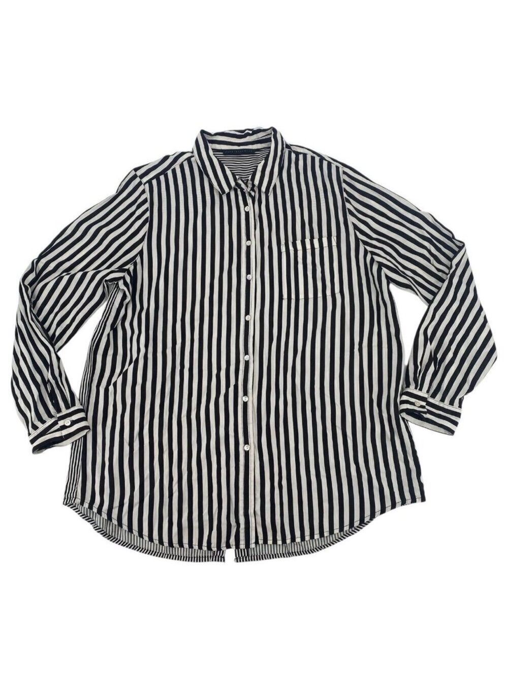 Jane Delancey Women’s XL Striped 100% Rayon Long Sleeve Button Up Shirt RELAXED
